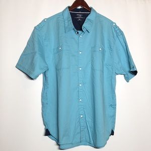 Paperdenim and cloth button down shirt with metal buttons